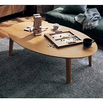 ベルメゾン 折りたたみ机　リビングテーブル ナチュラル だ円　楕円　オーバル Amazon.co.jp: [ベルメゾン] ローテーブル 折りたたみ リビング